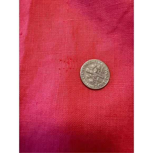 Garnet Hill Pink Linen Three Quarter Sleeve Coastal Shirt Dress Size 10 - Picture 6 of 12